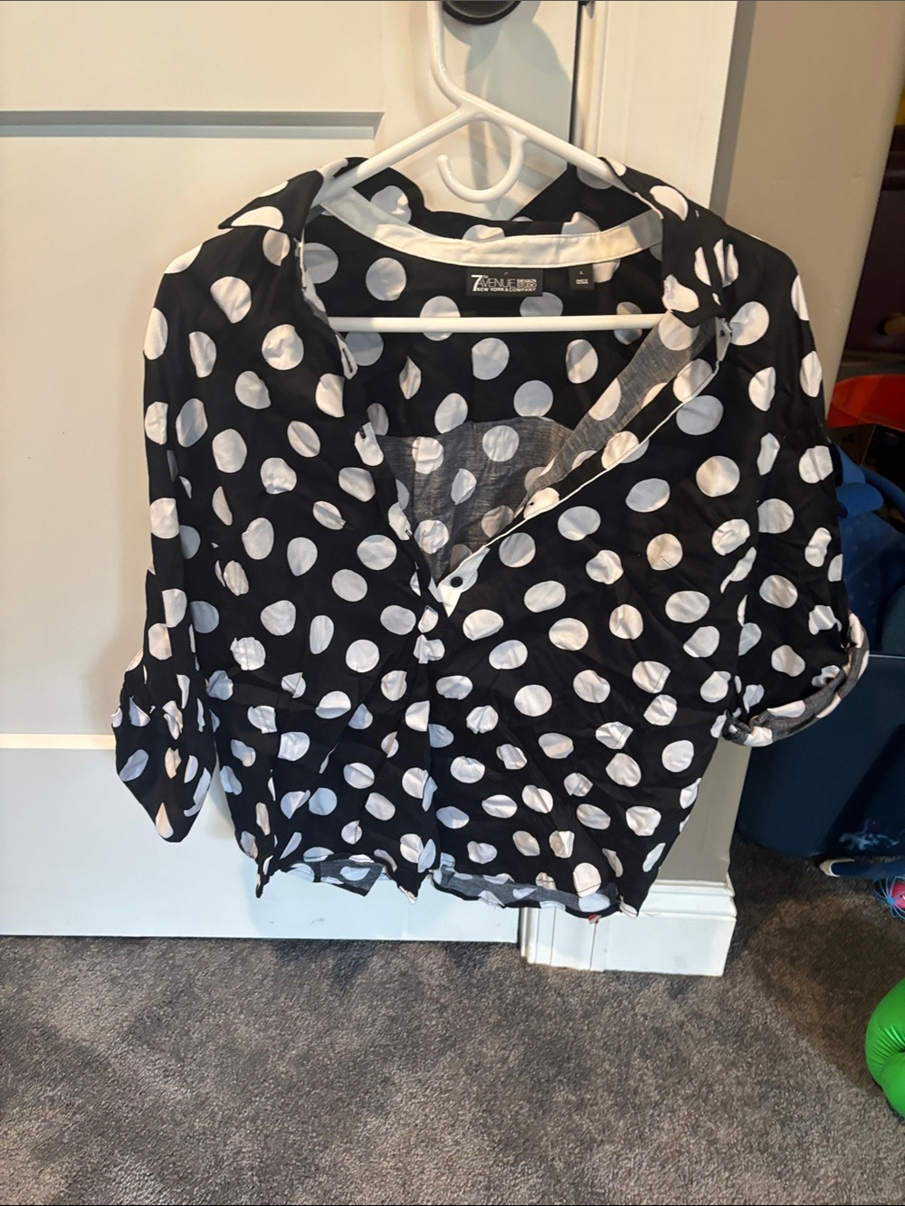 zinc Black and White Polka Dot Button-Down Shirt